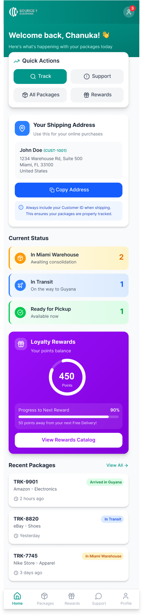 Source 1 Smart Portal Mobile View
