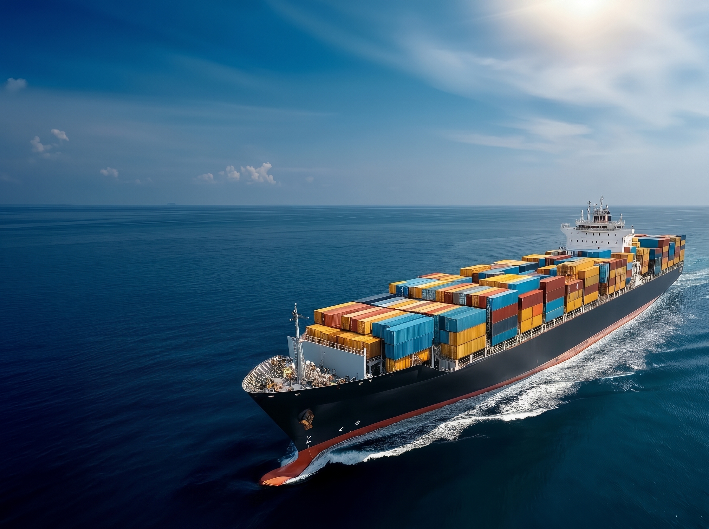 Cargo ship at sea