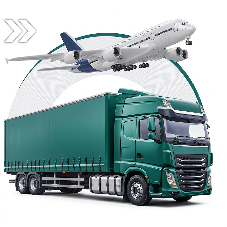 Logistics truck and airplane